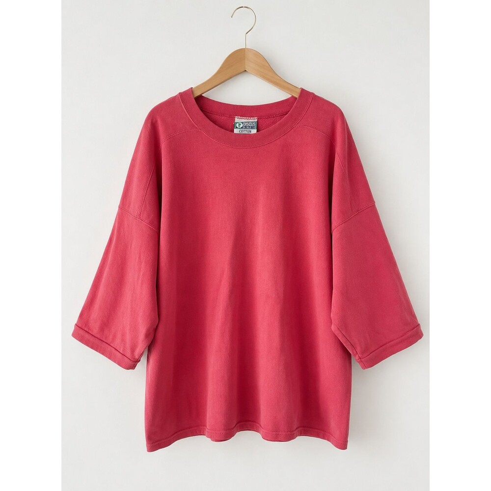 Vintage 90s Discus Athletic Sweatshirt USA Made Pink Coral Oversized Boxy Large